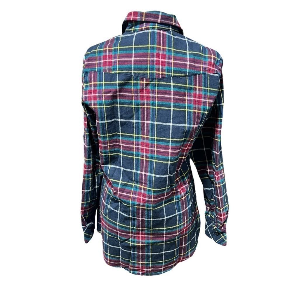 Matchstick Flannel Plaid Button Down Top Shacket Roll Tab Sleeve NWT SZ: Medium - Picture 2 of 10